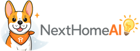 AI-generated illustration of NextHome's Luke mascot with the words "NextHomeAI" and a light bulb illustration